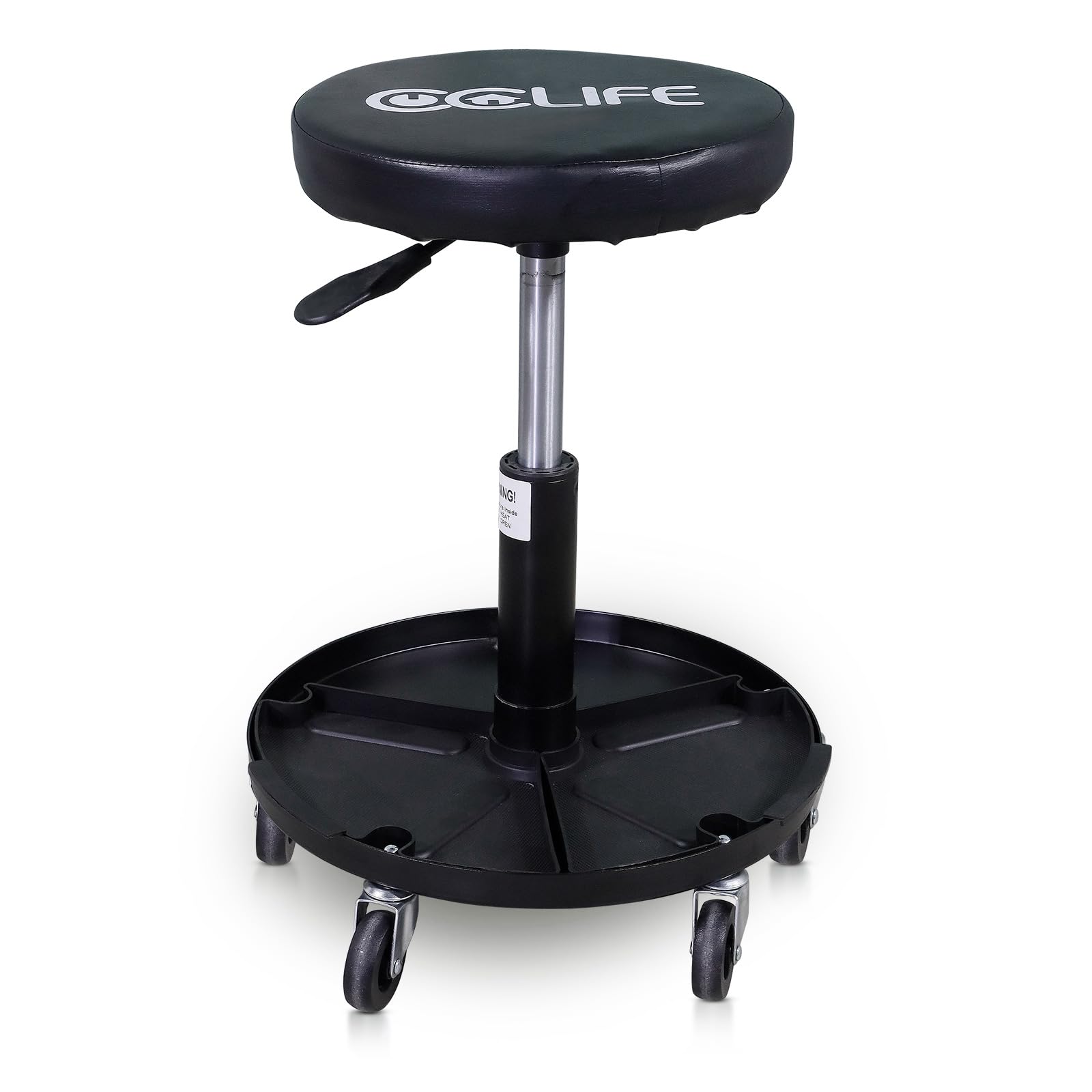 CCLIFE Tabouret d'Atelier à roulettes, 150 kg, Hauteur Réglable 38-50 cm, et 2 Inserts en Plastique Amovibles, Siège de Travail avec Roues pour Mécanicien
