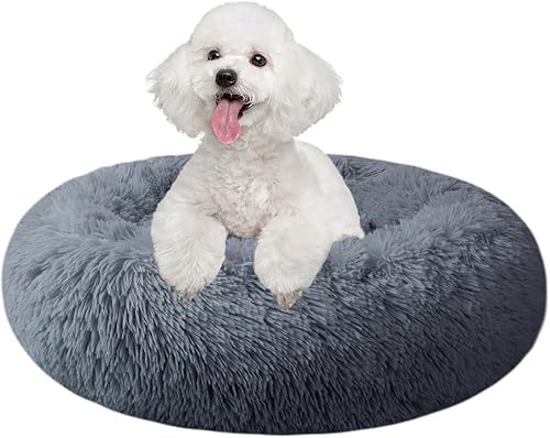 Nisrada Cama para perros pequeños, medianos y grandes, 20 pulgadas, relajante, lavable, redonda, acogedora, suave, para cachorros y gatitos, con