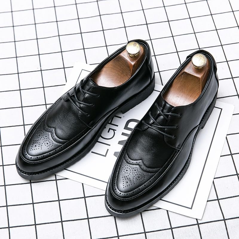 Men's Retro Dress Shoes Vintage Business Formal Comfortable Lace Up Low Top Leather Oxfords3