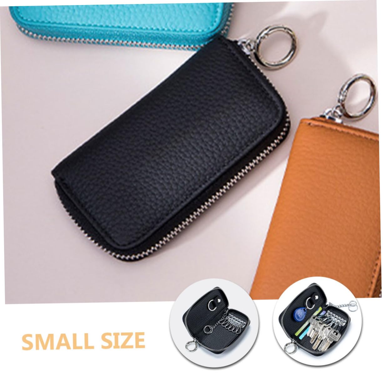 Cabilock 5 Stück Schlüsselbox Brieftasche Kette Halter Veranstalter Kammerdiener Fall Beutel Brieftasche für Schlüssel Schlüsselbrieftasche Schlüsselorganizer aus Leder Echtes Leder Schwarz