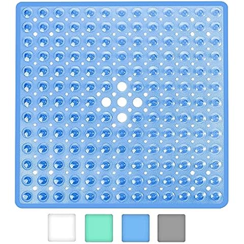 WIMAHA Square Shower Mats, 53 x 53 cm, Non-Slip Bath Mats, Anti-Mould Bath Mats with Suction Cup, Safety Bathroom Mat, Machine Washable Bath Mat (Blue) Cover