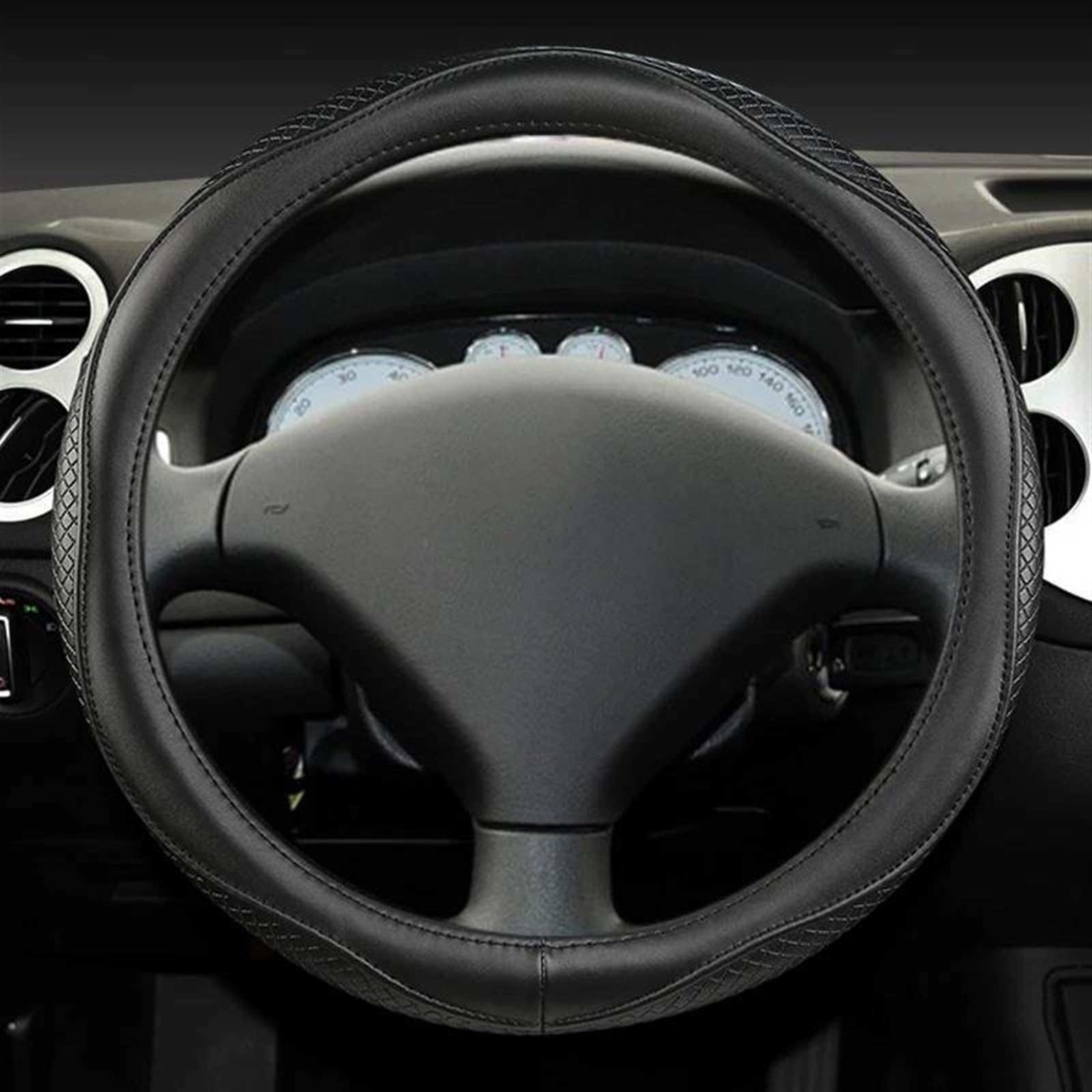 Interni In Pelle Accessori Auto Copertura Del Volante Dell'automobile Trim Per Peugeot 206 207 208 308 406 408 508 301(Black O shape)