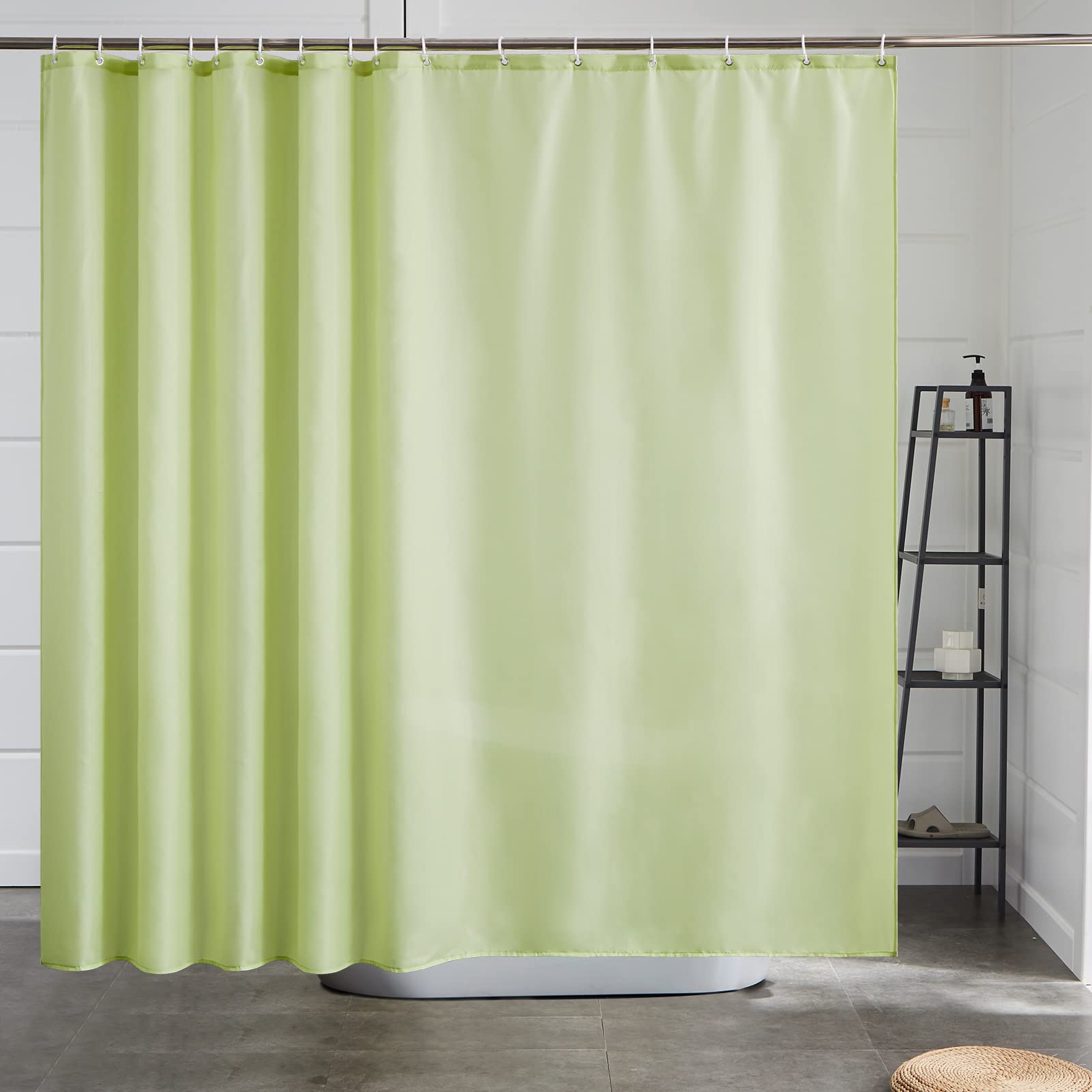 Furlinic Shower Curtain Mould Proof Resistant Wetroom Bathroom Polyester Fabric White 7ft Shower Curtains Liner Waterproof Rustproof Washable Weighted with 12 Hooks Extra Long 180x210cm 72x84. — view 91