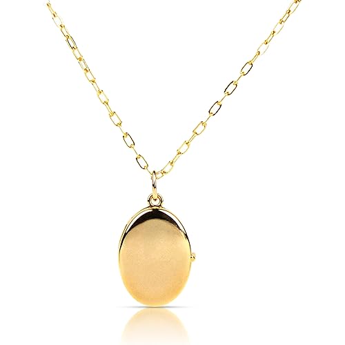 Modern Moments Locket Necklace For Women - Oval Locket Pendant Necklace With Picture Inside