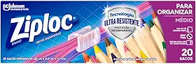 Ziploc Saco Hermético Organizador de Geladeira, Tamanho Médio, 20 unidades
