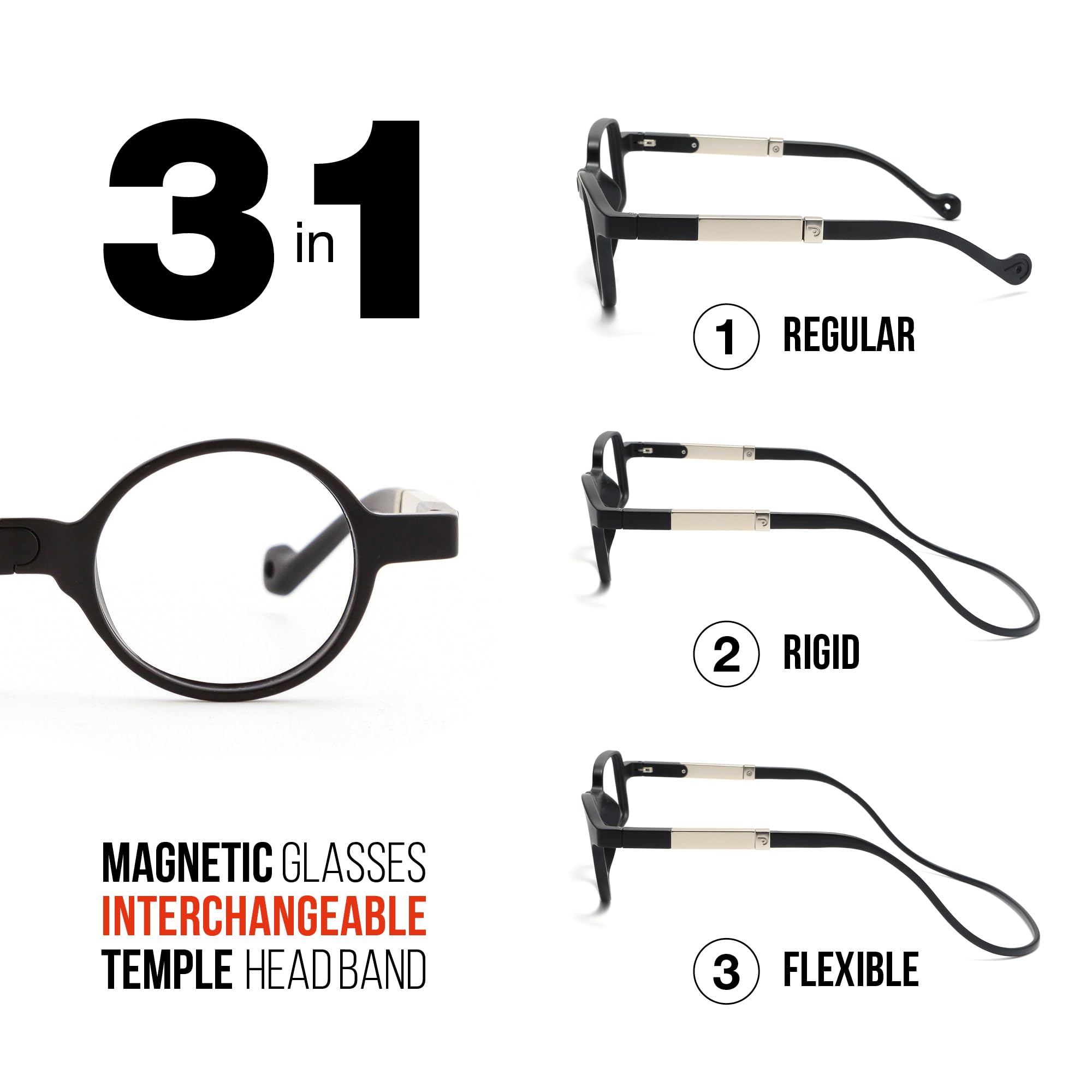 DIDINSKY Krik Occhiali da Lettura Magnetici, Anti Luce Blu | Chiusura magnetica frontale · Per leggere da vicino · Anti luce blu · Ingrandimento +1.0 a +3.0 · Custodia inclusa