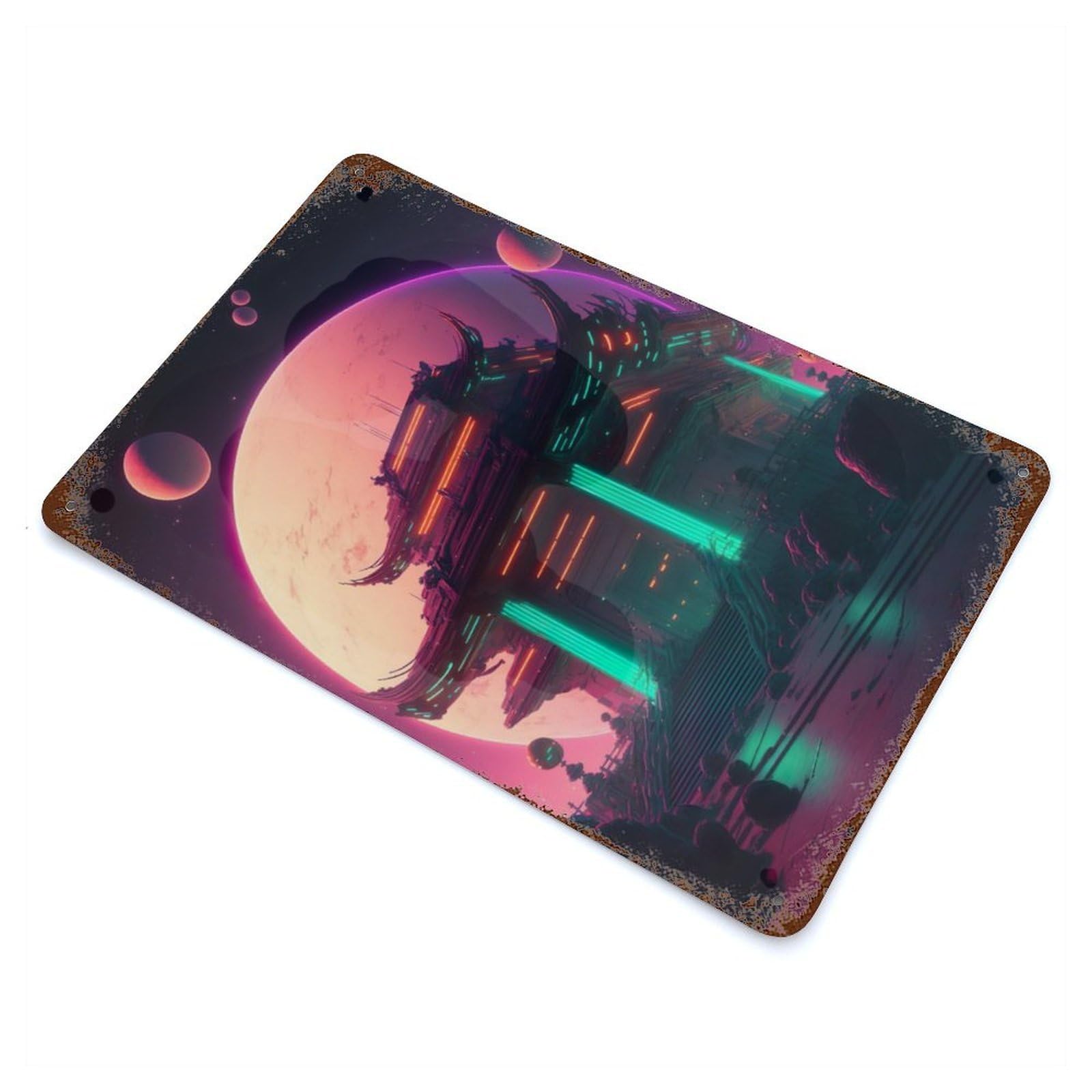 Shinto Shrine V9 Aged Metal Wall Plaque 11.8"x7.9", Ideal for Garage, Bar And Workshop Decor