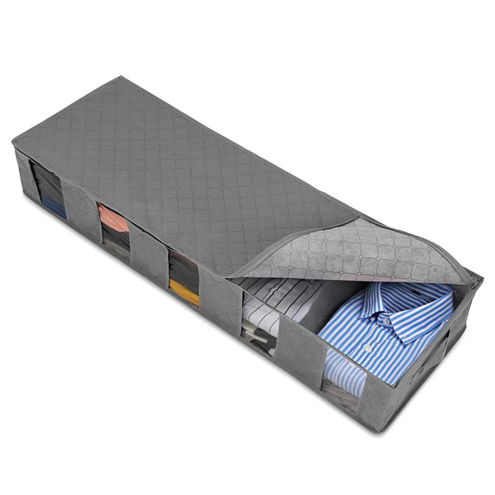 Organizzatore Di Scarpe Sotto Il Letto Non-woven Fabric Under Bed Storage Bag Shoes Clothes Organizer Container For Clothes Shoes Toys Blankets Per Risparmiare Spazio(Gray)
