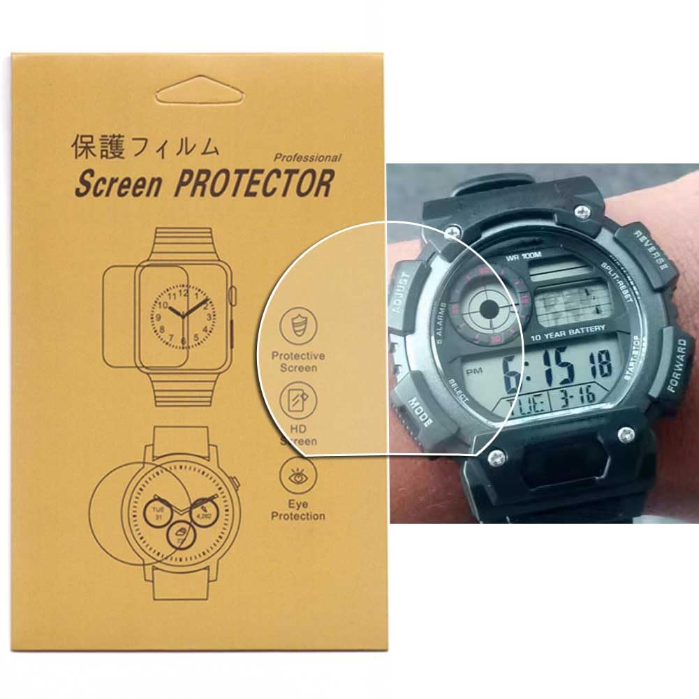 VRWOX 3 PCS TPU Screen protector Full Coverage HD Clear Anti-Bubble and Anti-Scratch Anti-scratch High Definition For watch (AE-1400)