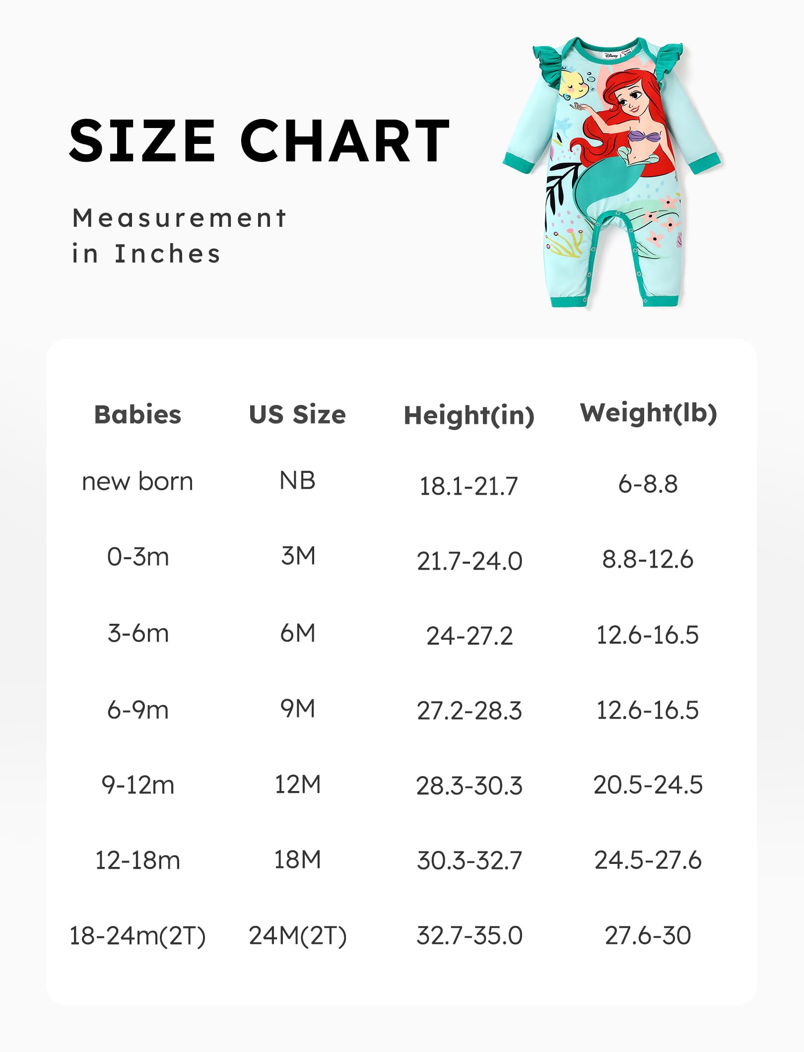 Disney Prinzessin Cinderella Ariel Tiana Minnie Winnie König der Löwen Baby Mädchen Jungen Rüschen Langarm Strampler Neugeborene bis Kleinkind