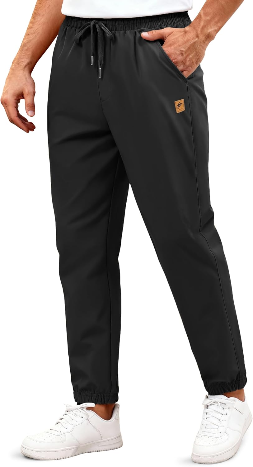 Cotrasen Mens Casual Pants Lightweight Sweatpants Stretch Water Resistant Hiking Pants Athletic Outdoor Workout Joggers