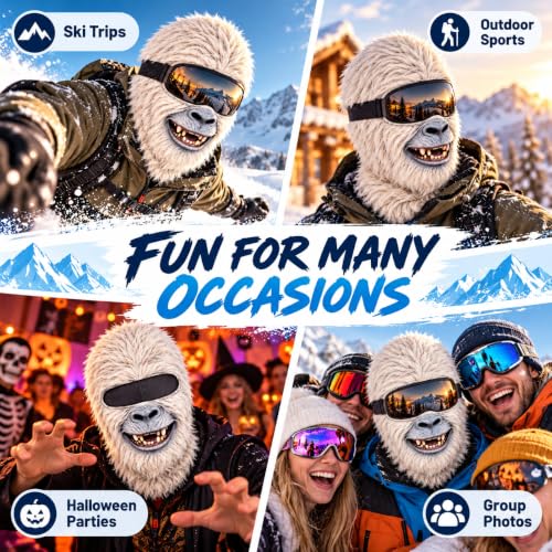 3D Printed Animal Winter Face Mask, Realistic Full Head Balaclava，Gorilla-A - image 6