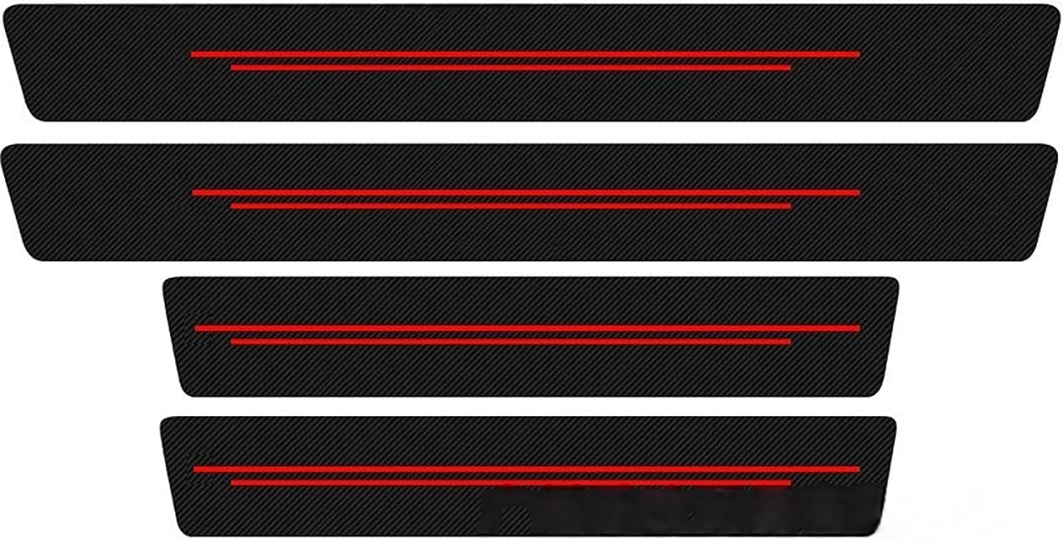 RCZHAK Car Door Sill Protector for KIA Sportage/Sportage PHEV, Carbon Fibre Anti Scratch Waterproof Self Adhesive Scuff Plate Protector Strip,C Red
