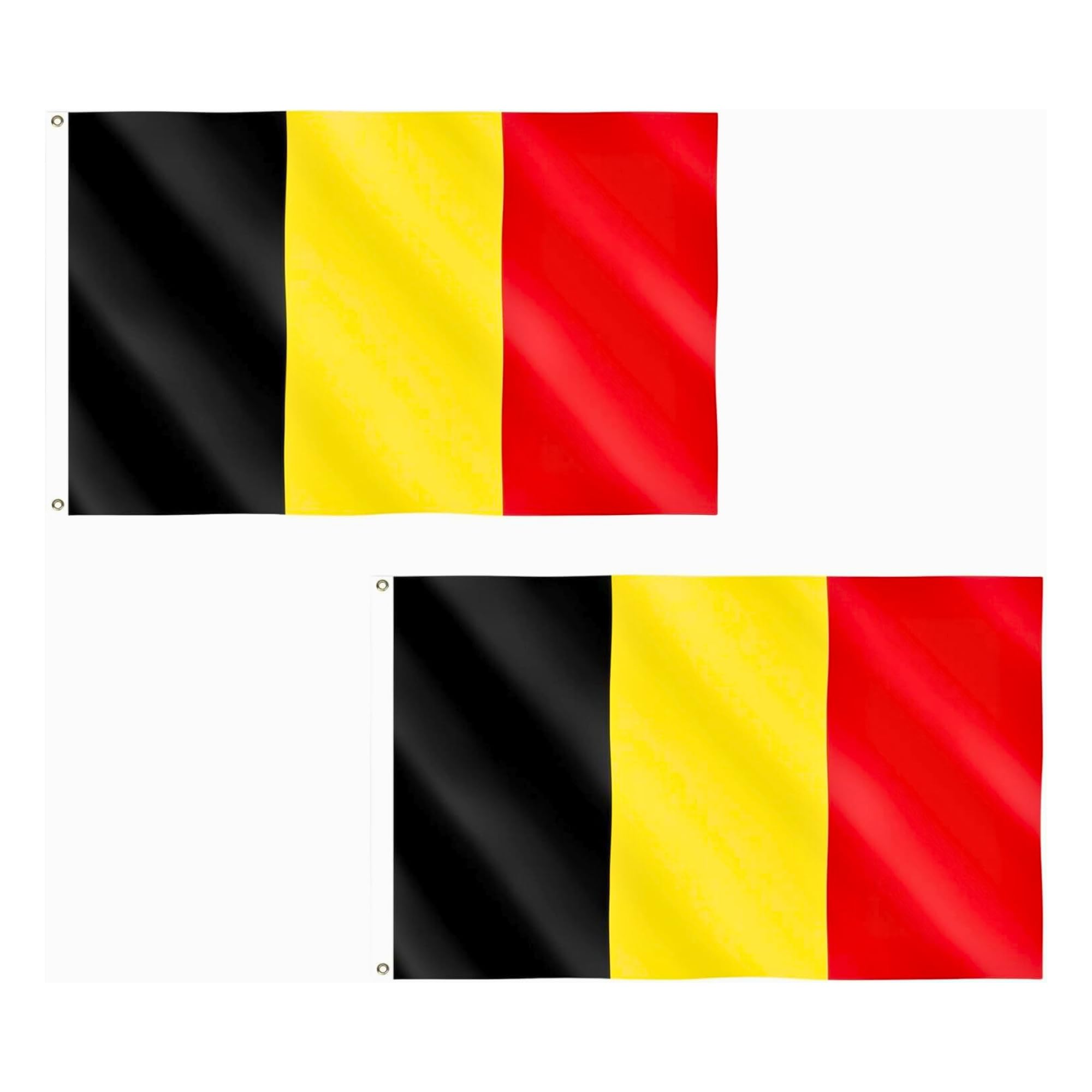 2 Pcs Belgium Flag 5ft x 3ft with Brass Eyelets – Polyester Belgian Flag Banner for Football Matches, National Celebrations, Home & Garden Display — image 1