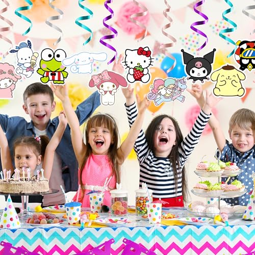 Image of 20Pcs Kawaii Cartoon Anime Hanging Swirls Colorful Kitty Melody Cinnamon Characters Paper Cutouts Ceiling Streamers Cute Birthday Party Celebration Decoration Supplies for Home Office School Classroom