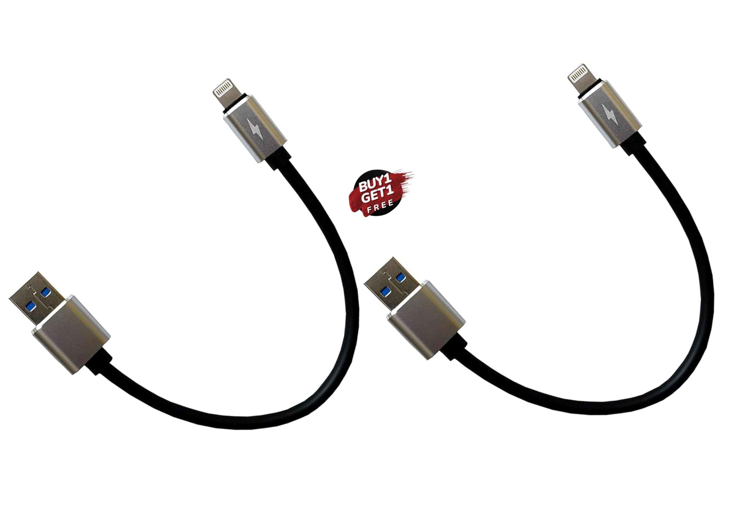 Buy 1 Get 1 Free Branded Original Quality Metal Short Length 3.1Amps Faster Charging 0.25M with Data Sync Power Bank Cable For iPhones,iPad Air,iPad Mini,iPod Nano,iPod Touch (Black) (B0D7M591D3) Amazon Price History, Amazon Price Tracker