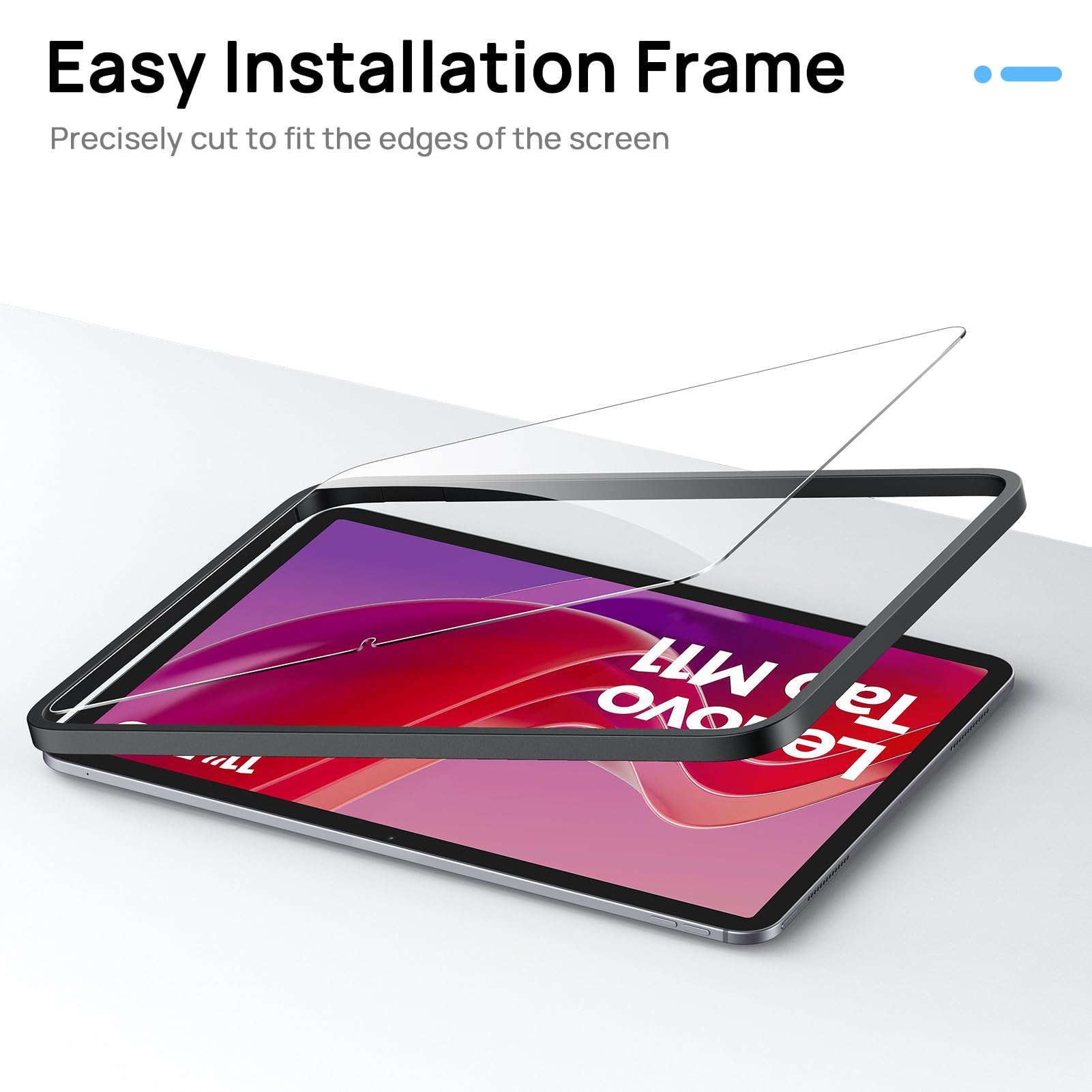 Guretok 3 Pellicole In Vetro Temperato 9H Per Lenovo Tab M11 – Installazione Facile Con Telaio, Antigraffio E Anti-Impronte