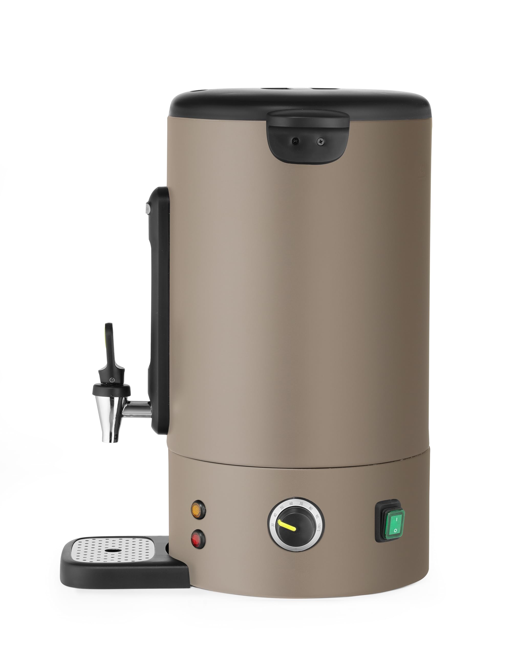 HENDI Bollitore per bevande calde 16L UNIQ, dispenser acqua calda con parete singola, per vin brulè e acqua bollente, fino a 100°C, 230V, 50/60Hz, 1650W, 357x380x(H)502mm, grigio tortora, Inox, PP