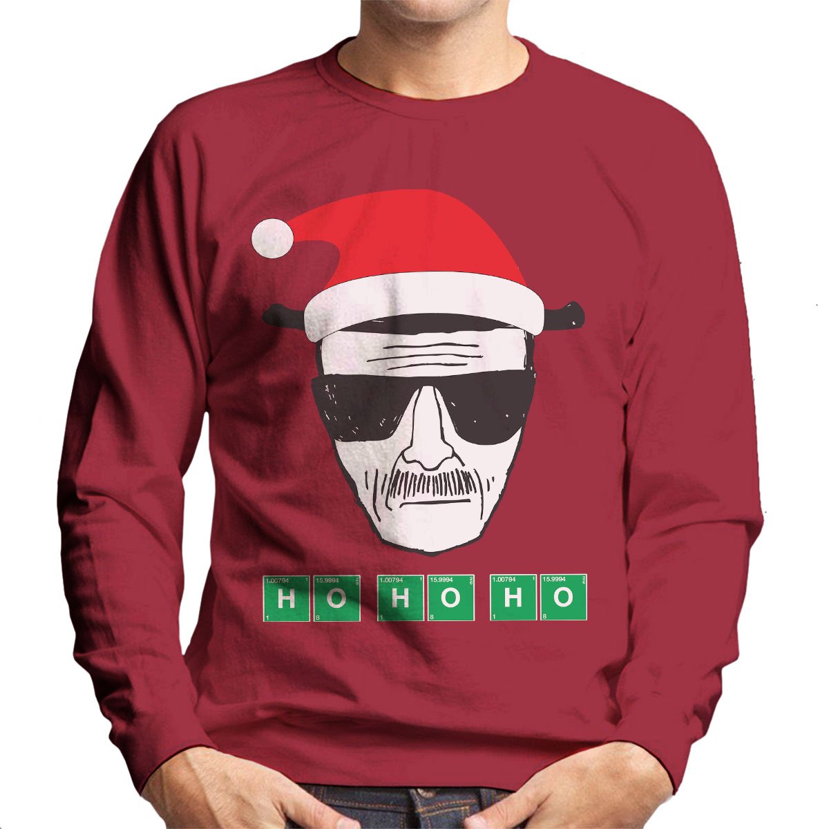 Cloud City 7 Men's Cherry Red Heisenberg Ho Ho Ho Christmas Breaking Bad Sweatshirt