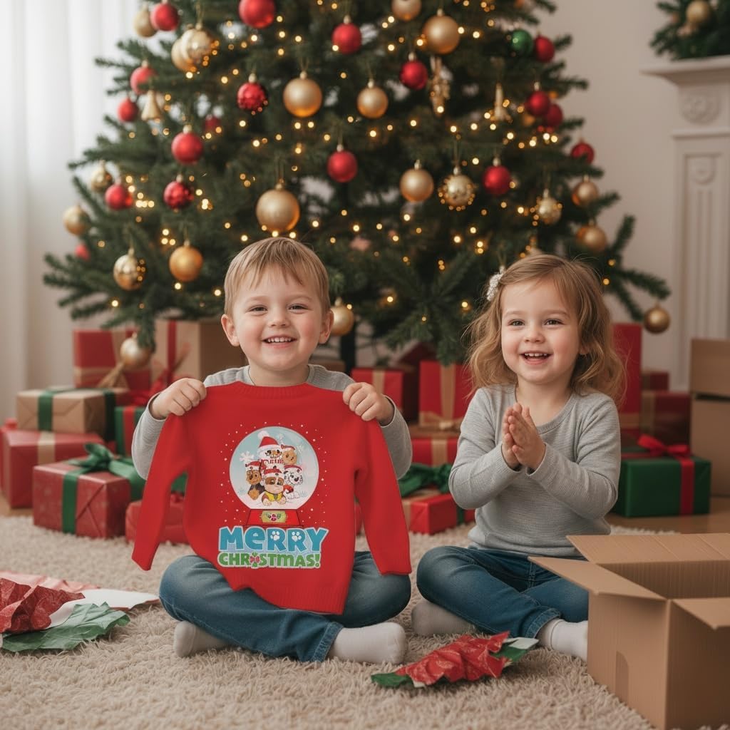 Kids Paw Patrol Christmas Sweatshirt Skye Marshall Rubble Funny Ugly Sweater Style Holiday Pullover for Toddlers and Kids