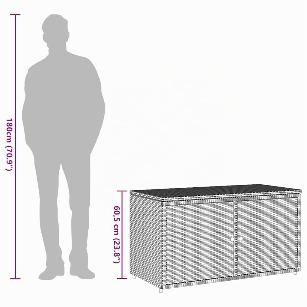 vidaXL Armoire de Rangement de Jardin, Organisateur de Terrasse avec Porte, Meuble d'Extérieur Patio Arrière-Cour, Gris Résine Tressée