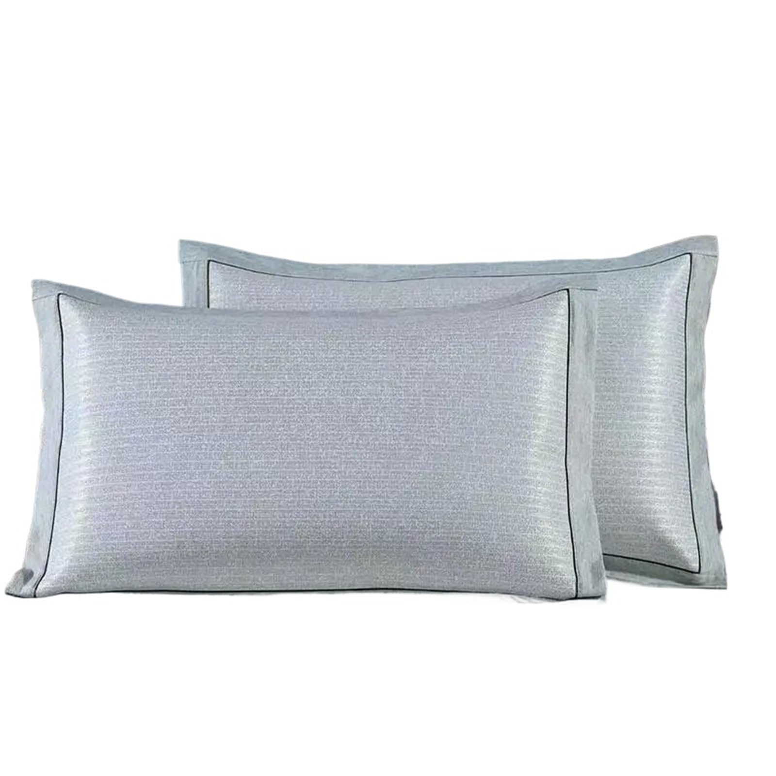 Summer Pure Color Ice Silk Pillowcase Cool Washable Single Person Cooling Mat Pair Set(L)