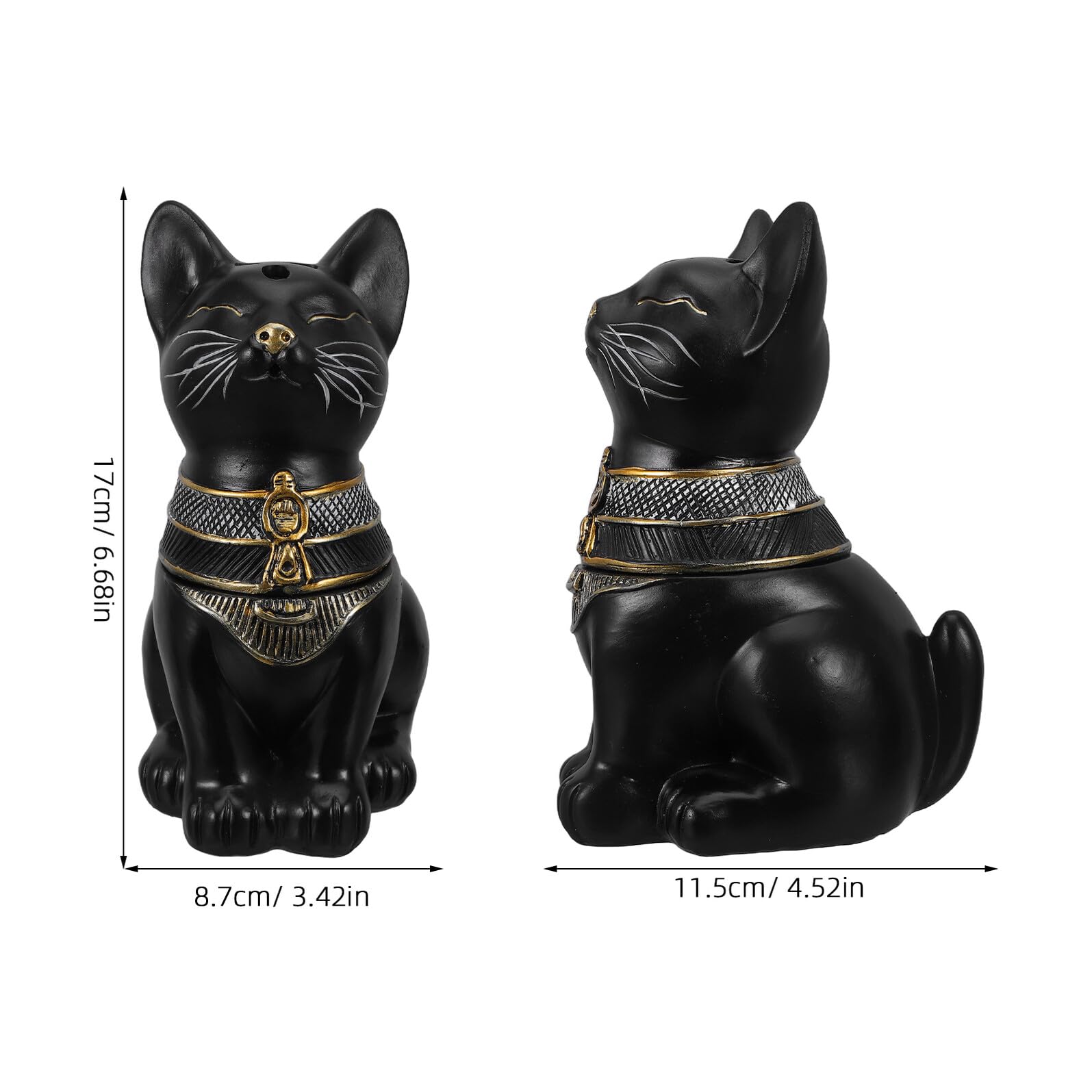 Gatuida Quemador de Incienso de Gato Egipcio de Resina, Negro, Decorativo y Coleccionable para Escritorio, Hogar y Rutinas Diarias