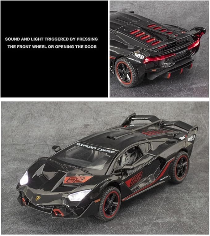 Image of Exclusive Alloy Metal Pull Back Die-Cast Car Diecast Metal Pullback Toy Car with Openable 6 Doors,Light Music Boys Gifts Toys (1:32 Lambroghini SC18 Alston - Multicolor)
