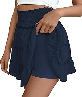 Mini Falda de Mujer Color sólido Cintura Alta Falda de Tul con Pantalón Corto