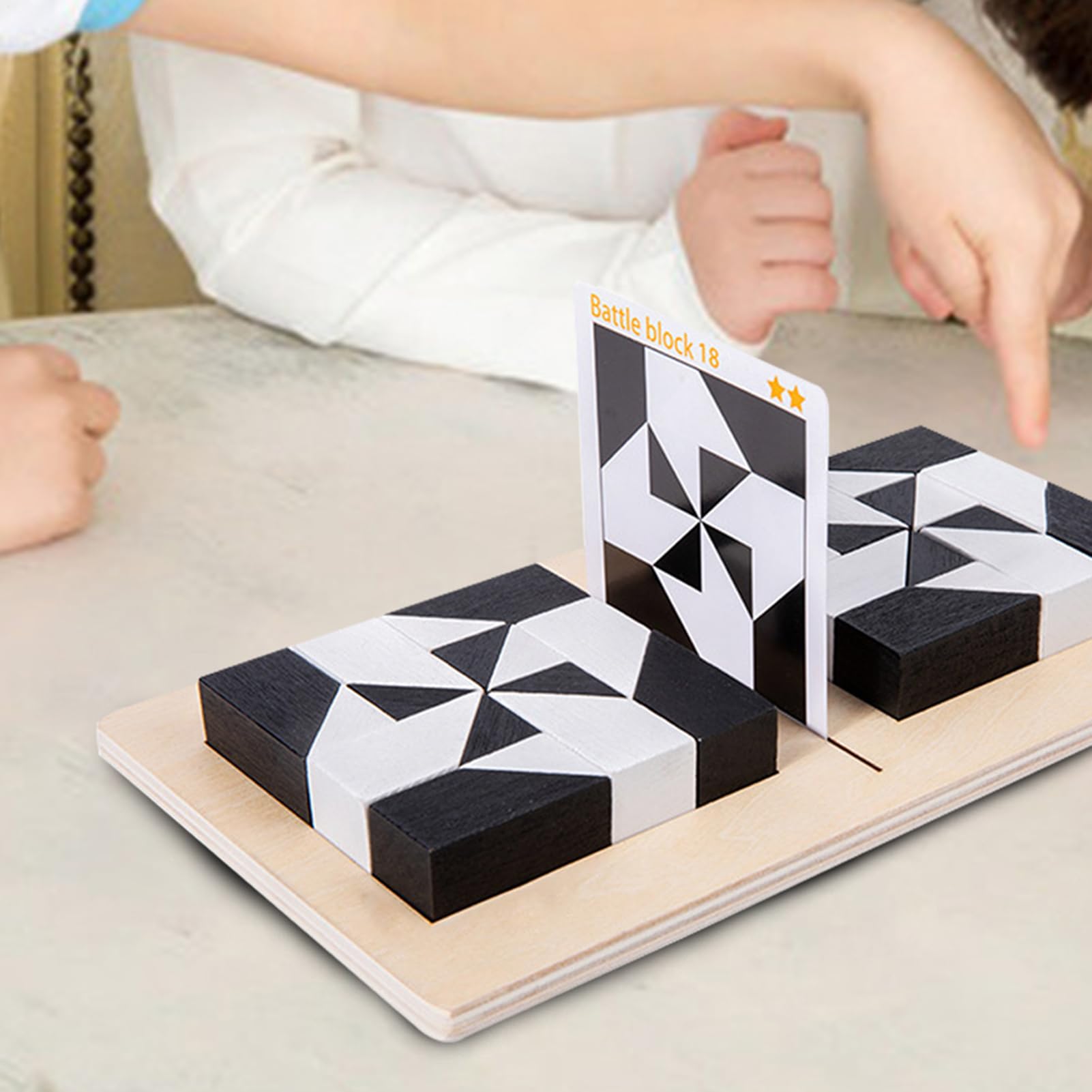 Puzzle en Bois à Blocs Cachés Jeu de Correspondance de Formes Géométriques pour Enfants
