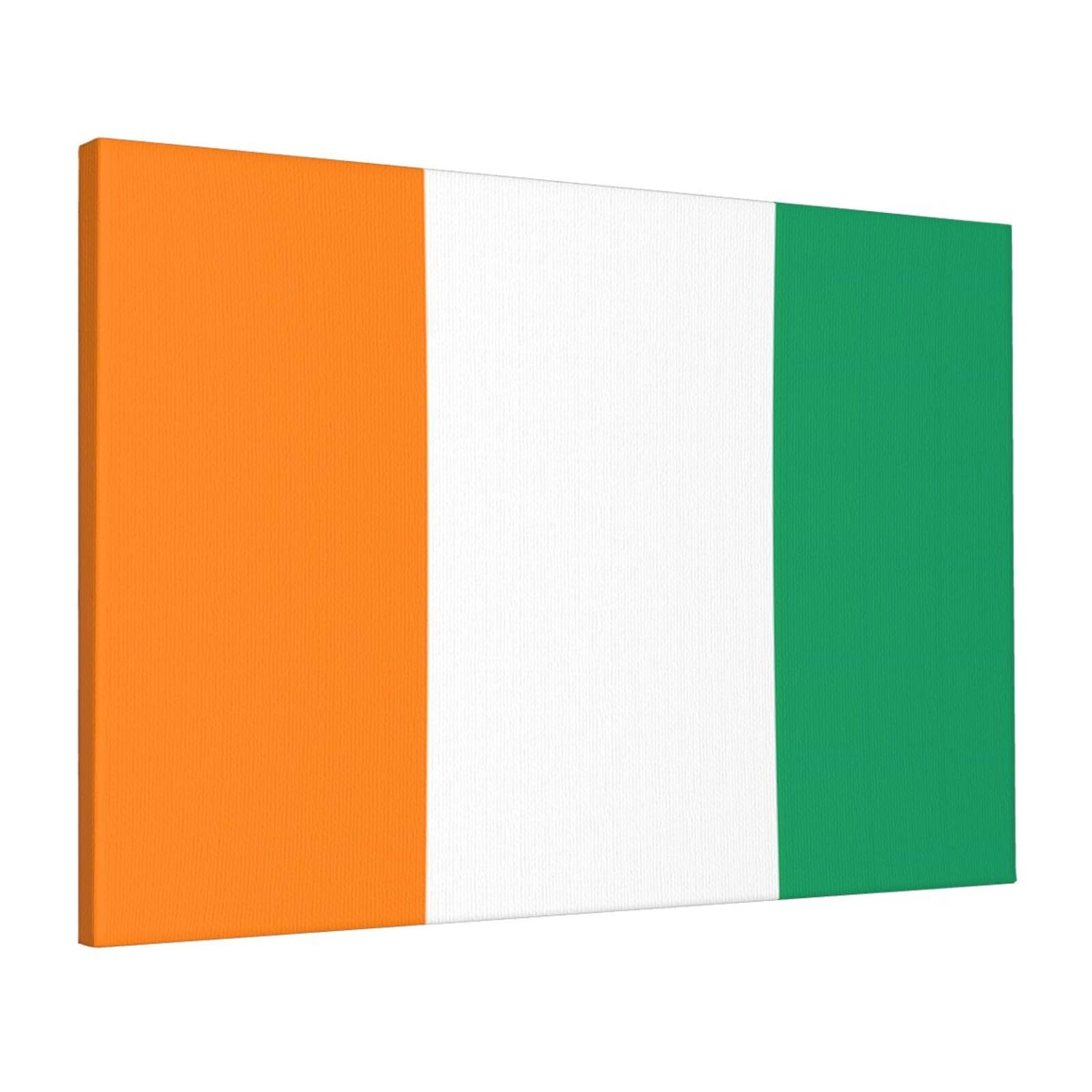 CNTDBU Flag of Cote d'Ivoire Canvas Wall Art 16x24 Inch-Large Modern Painting Print for Living Room, Framed Ready to Hang Artwork for Bedroom