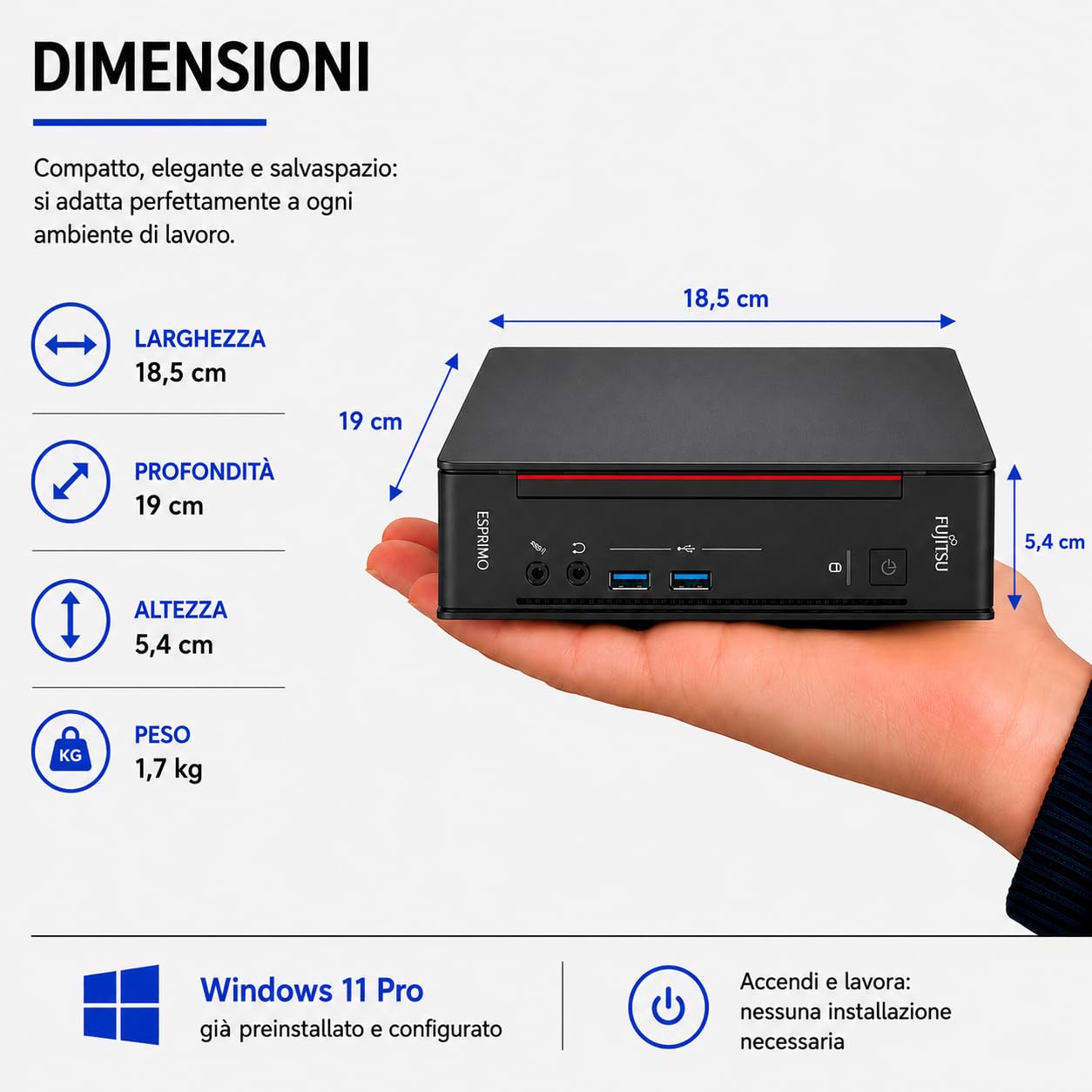 Fujitsu Esprimo Q Mini PC • Intel Core i3 6100T • 8GB RAM • 256 GB