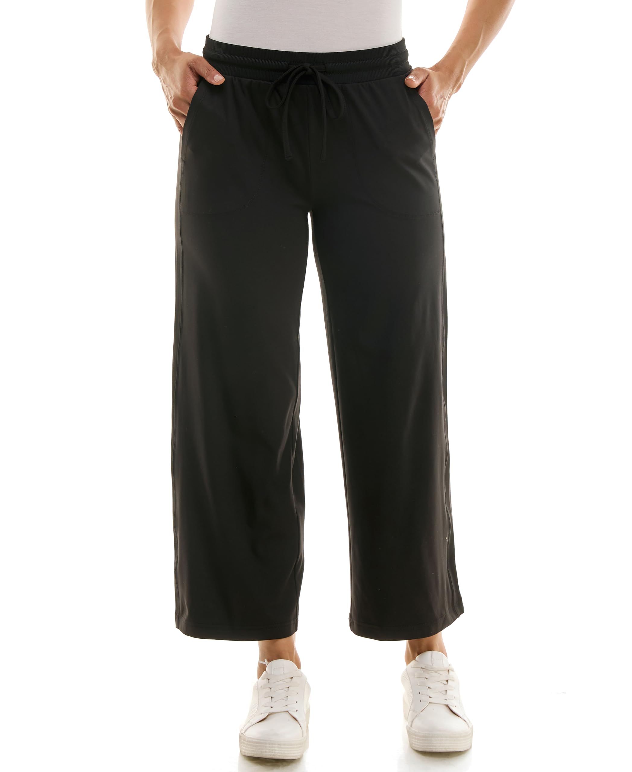 Zac Rachel Womens Brushed Dty Wide Leg Crop with Functional Pockets and Tie Waistband