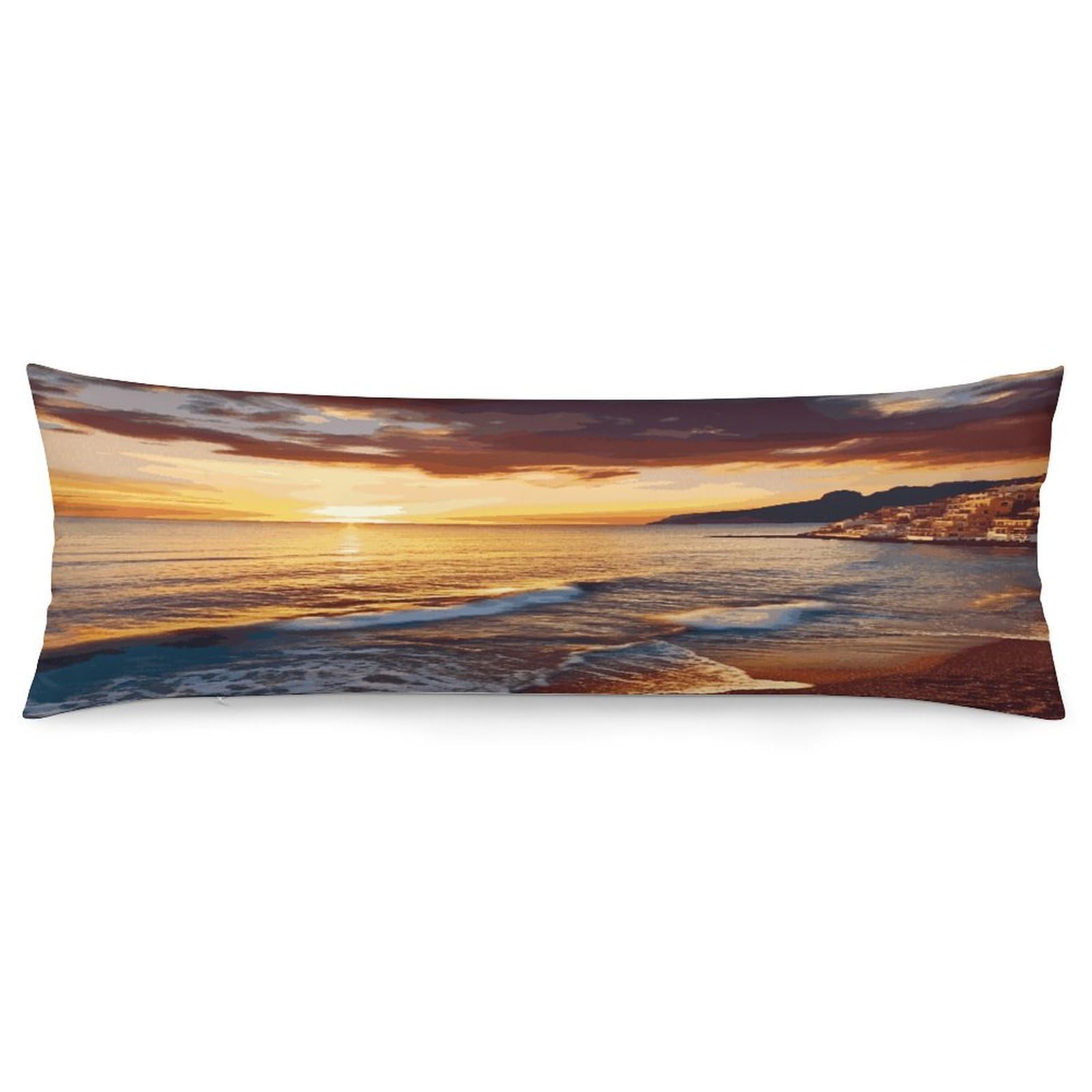 Seaside Sunset Pillowcase Decorative Long Body Pillow Case Soft Breathable Body Pillow Cover Modern Large Pillowcase Cute Body Pillow Pillowcases for Bedroom Couch 18.9 X 53 Inch