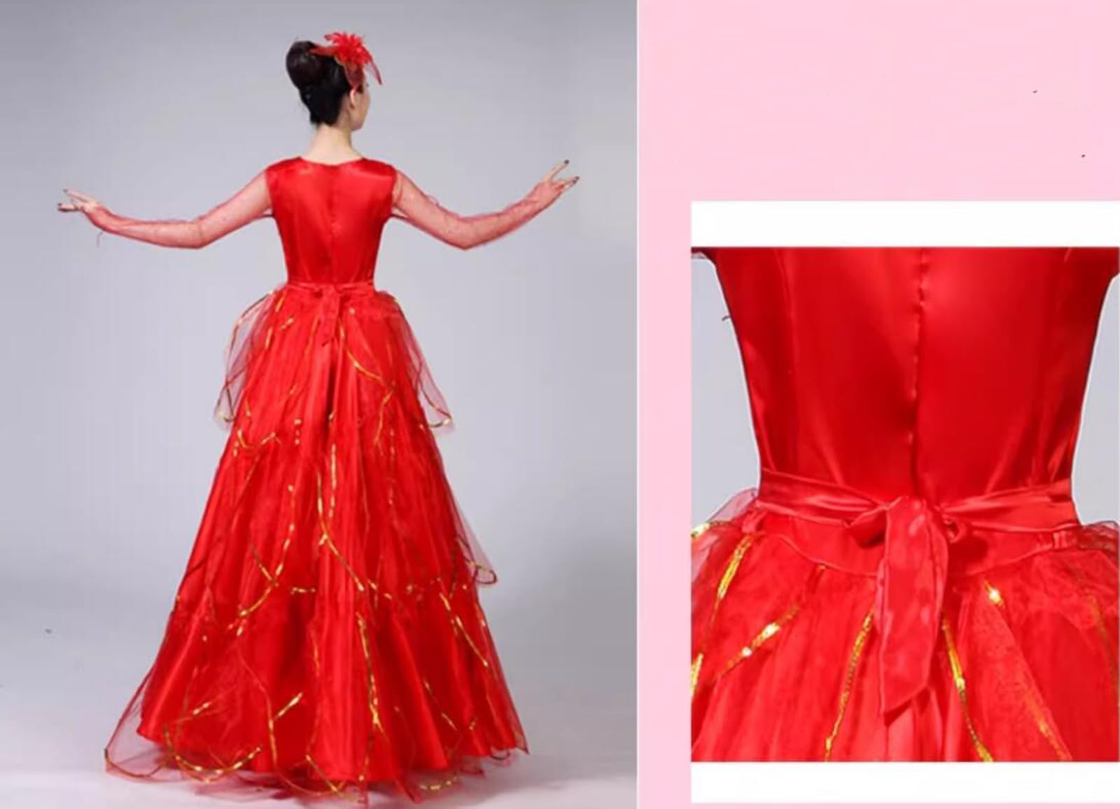 OTMYIGO Gonna di Flamenco Spagnolo per Donne Adulte, Vestito da Costumi di Danza del Ventre, per Feste di Carnevale zingaresche