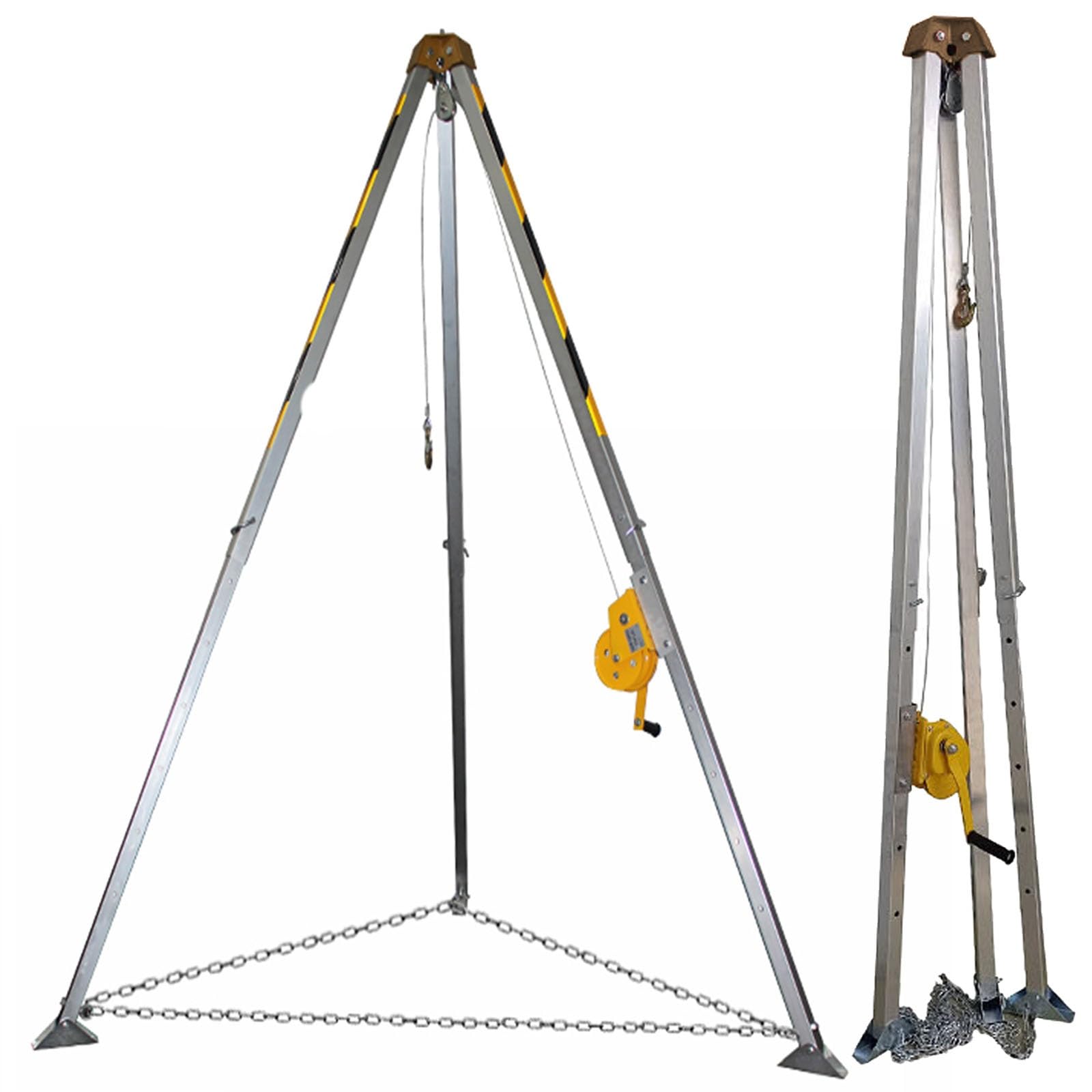 GDHKDDFL Complete tripod winch sets, with 1200 1800 2600 Lbs Winch, Confined Space Well Lifting LadderStabilizer Hoist Equipment(1200lbs Winch fall arrester)