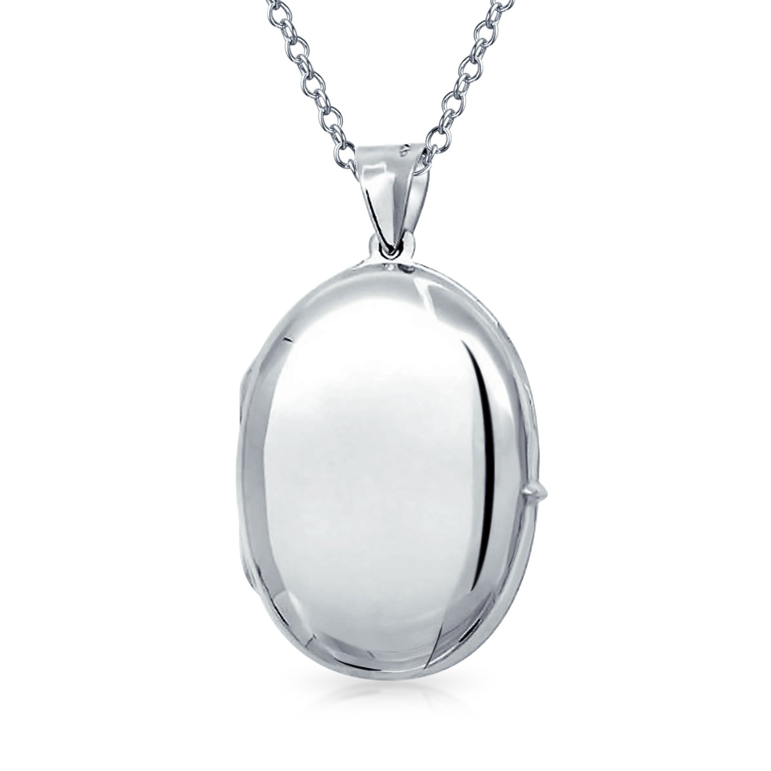Ciondolo Collana In Argento .925 Semplice Cupola Ovale Cerchio Tradizionale Portagioie Personalizzato Incisione Foto Medaglione Per Donne Adolescenti Contiene Foto Immagini Piccole Medie Grandi