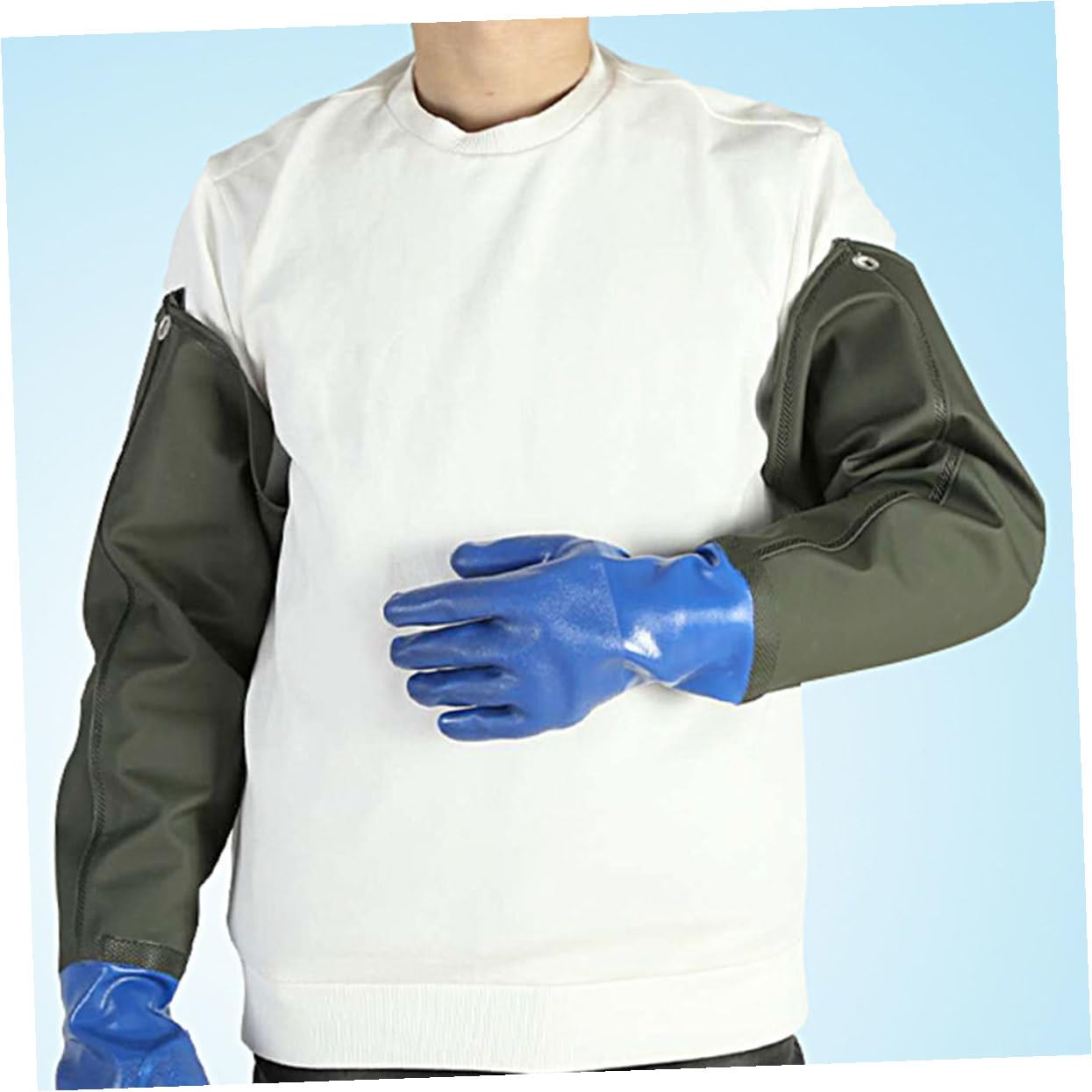 Toddmomy Guantes de Goma Industriales de Pvc Resistentes al Ácido Aceite, Alta Protección y Resistencia Antideslizante Industria del Aceite