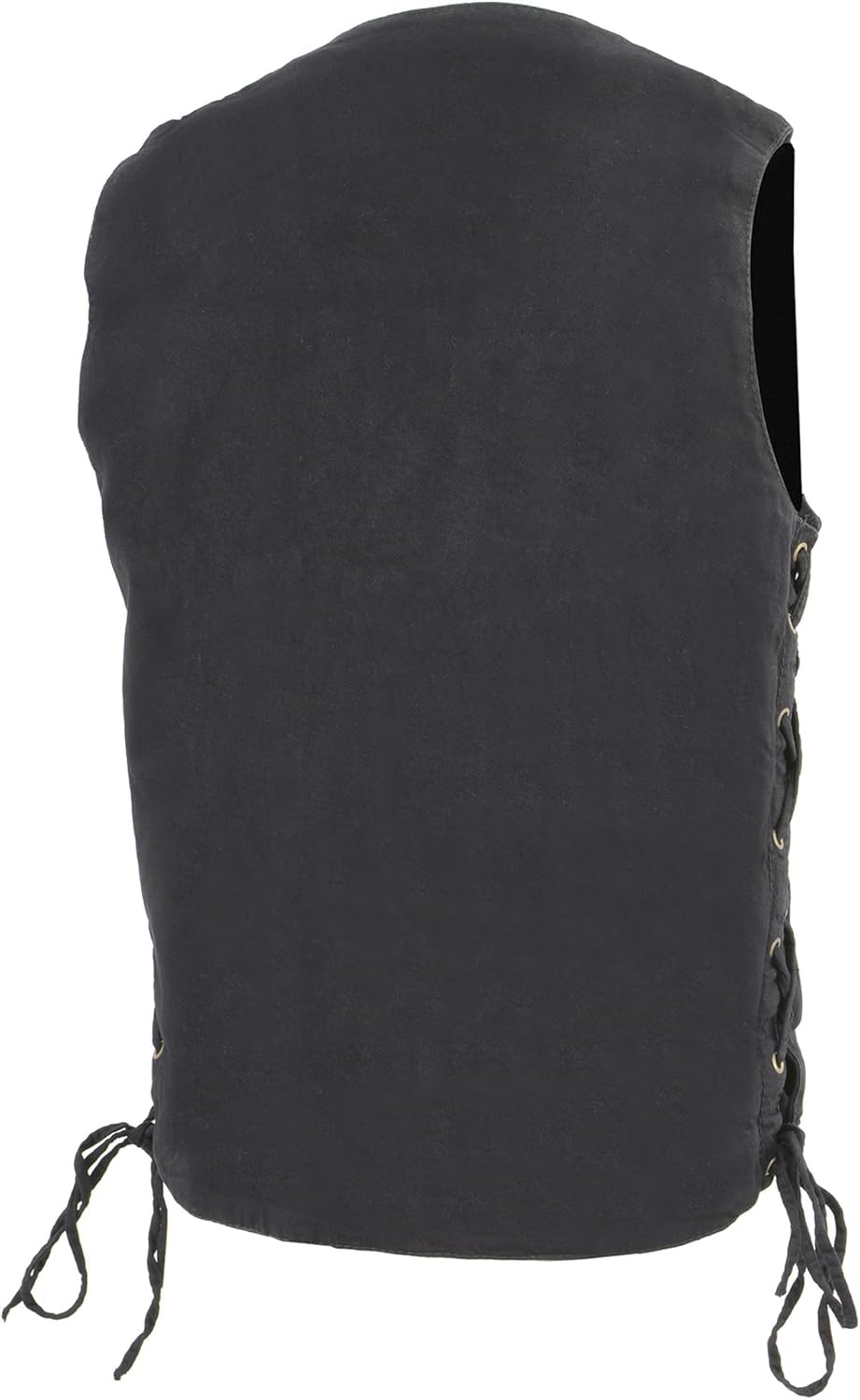 Milwaukee Leather Men's 100% Coton Denim Black 10 Pocket Side Lace Denim Vest DM1990