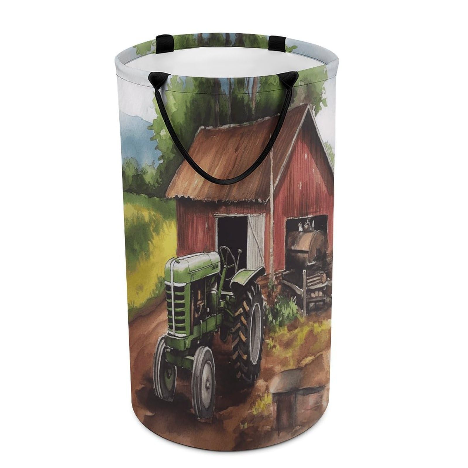 Tractor on The Farm Laundry Basket Large Foldable Laundry Hamper with Handles Freestanding Collapsible Clothes Basket Waterproof Portable Dirty Clothes Hamper for Bathroom 86L
