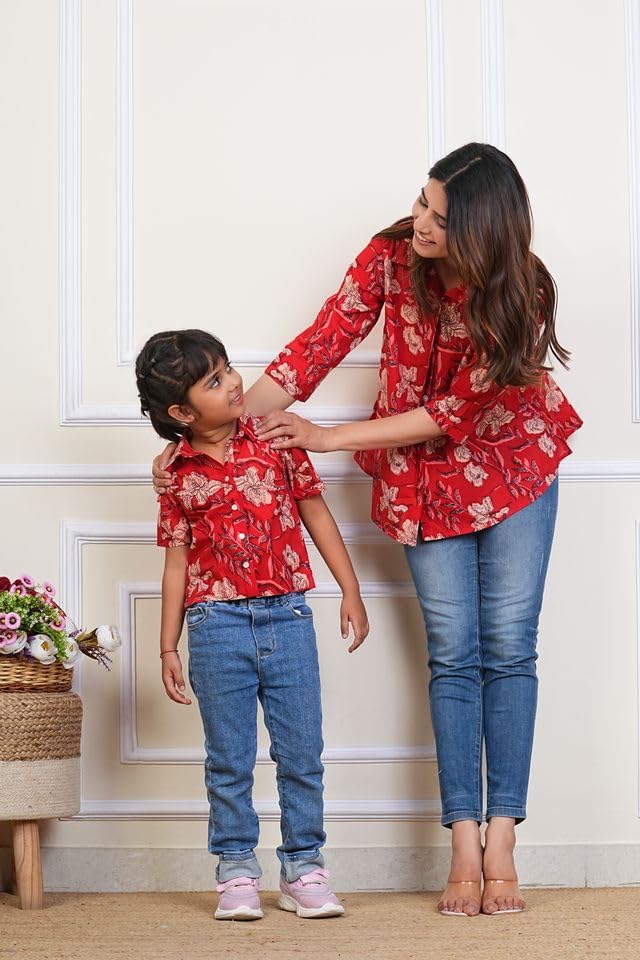 Image of Maaesa Women & Girls Mother Daughter Matching Shirt Combo || Rayon Tie-Dyed Shirt || Full Sleeve || Casual Wear || Family Twinning Outfit
