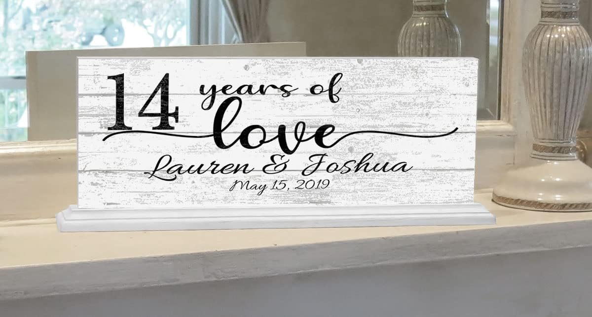 Anniversary Custom Gift Sign For Wedding Anniversary Personalized Names & Year For A Couple, Husband, Or Wife - Mantel Or Shelf Decoration