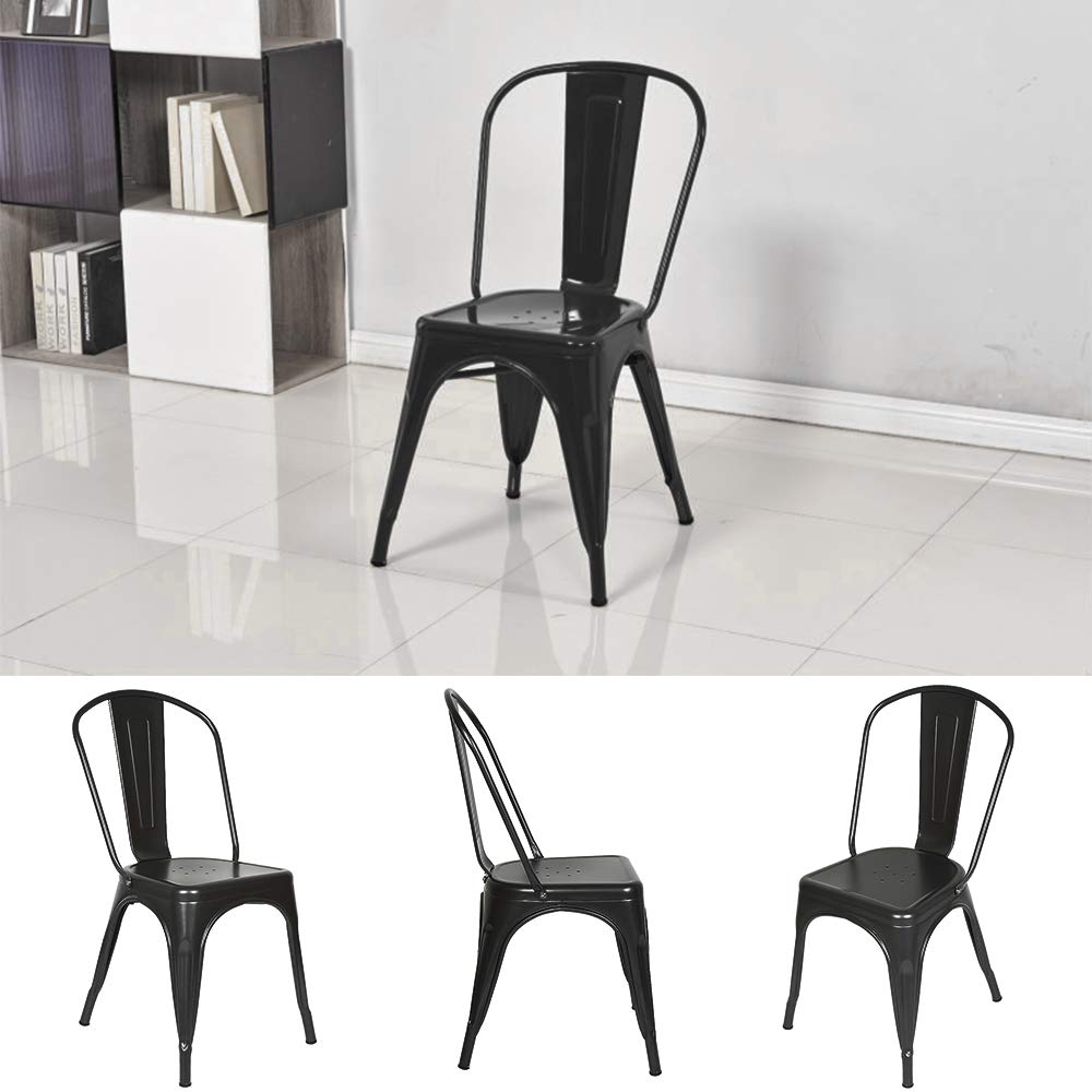 RELOVE Lot de 4 Chaises de Salle à Manger Empilables en Métal Style Industriel Vintage, Convient pour Une Utilisation Intérieure et Extérieure, Chaise de Jardin,85 * 45 * 45cm