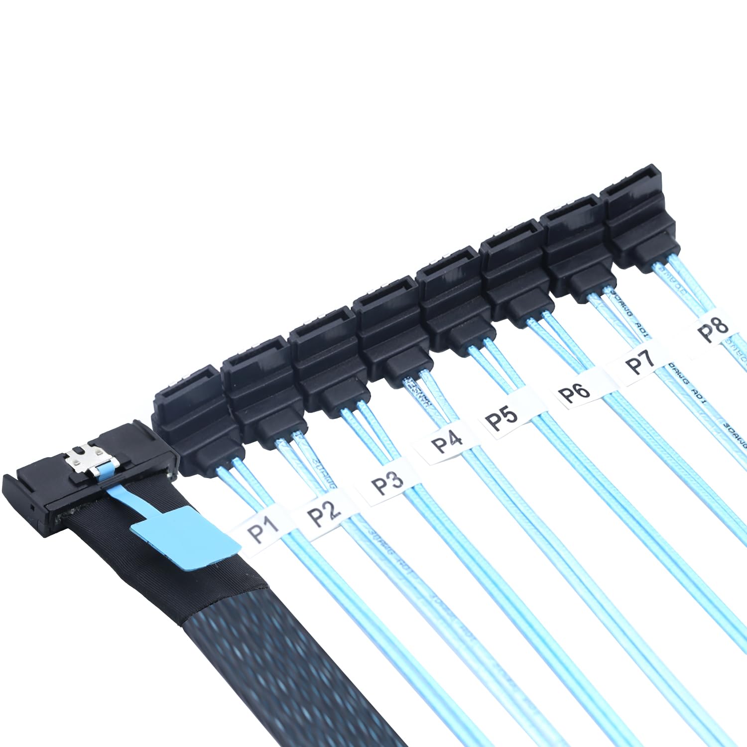 MCIO 74P 8X 8I SAS SFF-8654 8i PCI-E Ultraport Slimline 5.0 do 8X SATA 7P 90 stopni żeński kabel adaptera (0,5 m)