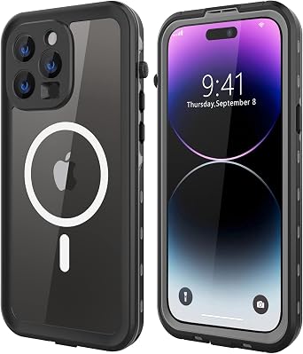 Design for iPhone 14 Pro Max Waterproof Case, Shockproof Dustproof Phone Case with Screen Protector, Full Body Protective Phone Case for iPhone 14 Pro Max 6.7 inchBlack