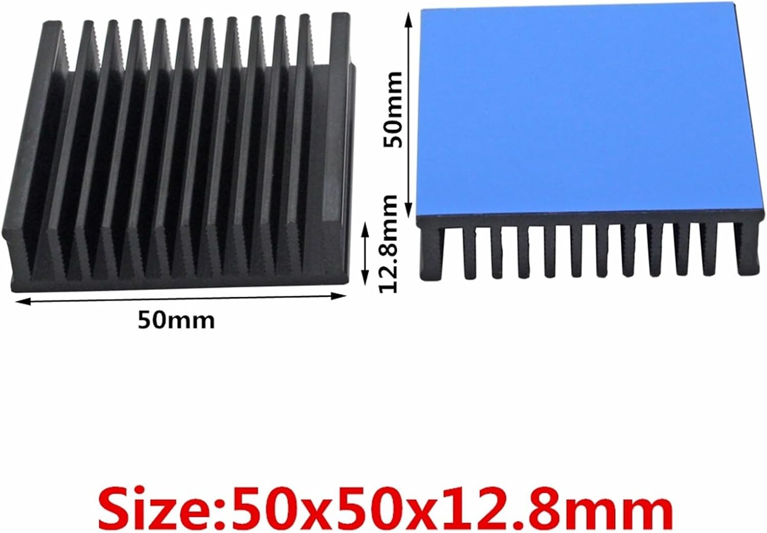 7 Model Aluminum Heatsink Heat Sink Radiator Cooling Cooler for Electronic Chip IC LED Computer with Thermal Conductive Tape(50x50x12.8mm-Black)