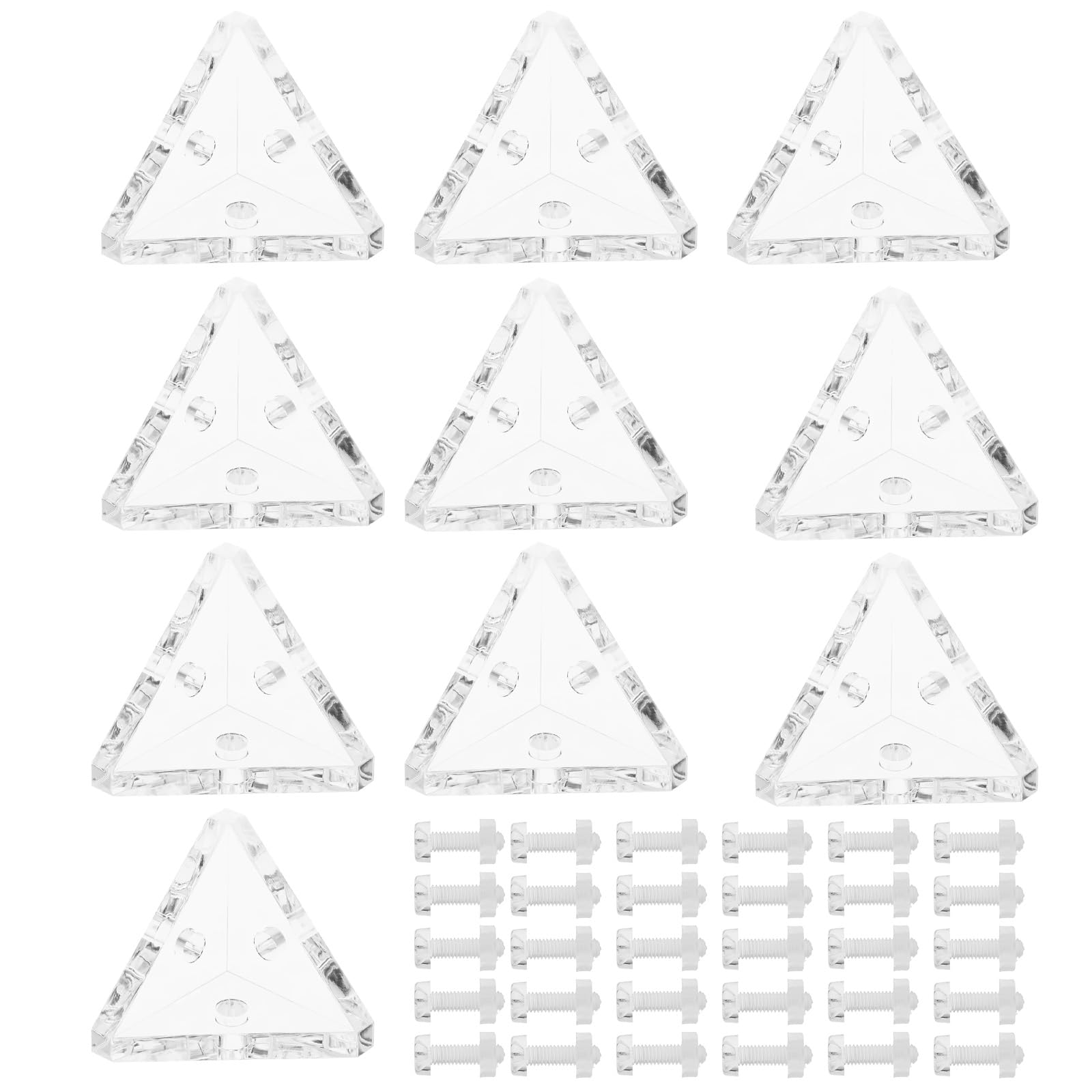 Ecsing 10Pcs Acrylic Corner Bracket Transparent 3-Hole Right Angle Joint Brace Brackets Display Cabinet Connector For Reinforcement Connecting Furniture 20X20mm