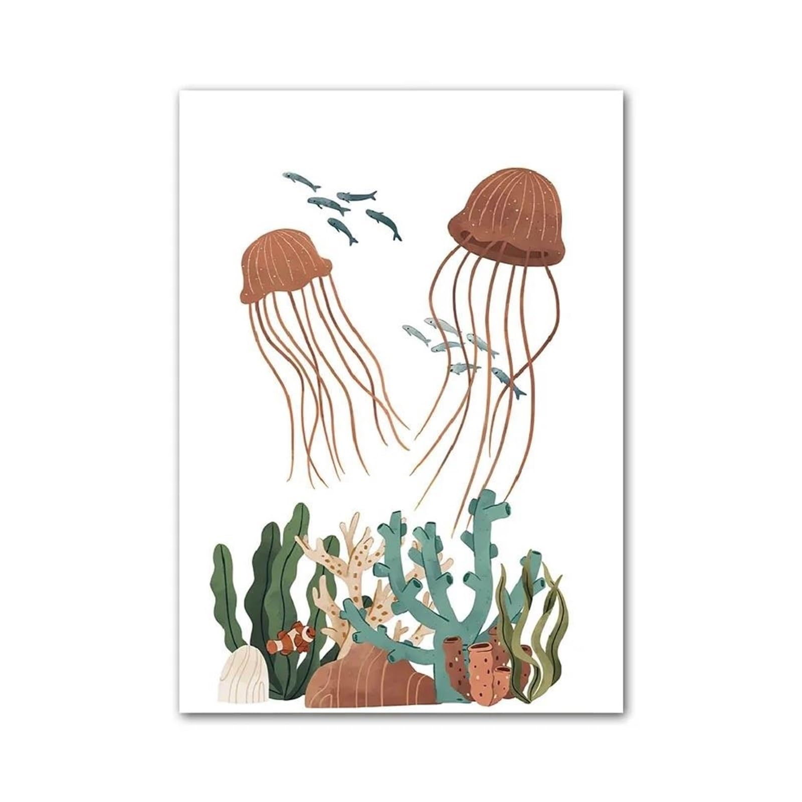 XENITE Wall Art Canvas Prints Marine Whale Shark Jellyfish Coral Wall Art Posters No Frame Nordic Nursery Canvas Prints Pictures Kids Room Decor(A,30x40cm)
