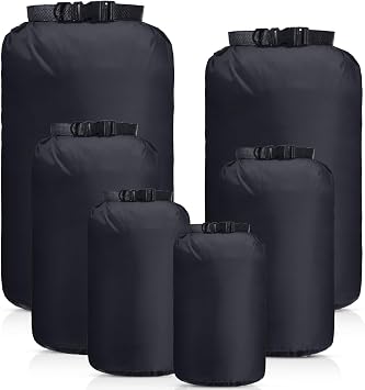 6 Pcs Waterproof Dry Bag Sack Lightweight Outdoor Dry Bags 35 L, 20 L, 15 L, 10 L, 5 L, 3 L Waterproof Boat Bag for Kayaking, Backpacking, Hiking, Camping RaftingBlack