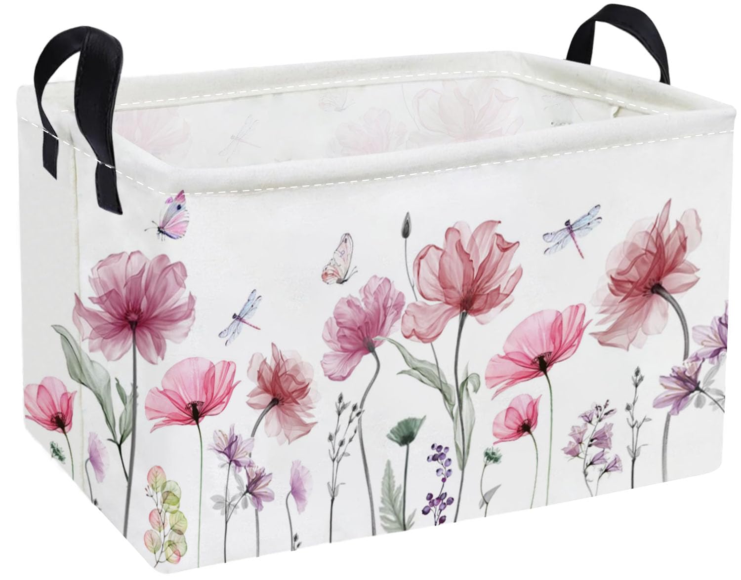 Essme Rectangular Flower Basket,Girls Baskets Empty with Handles,Cute Baskets for Kids Room Decor,Boys and Girls, Gift Basket,(Flowers)